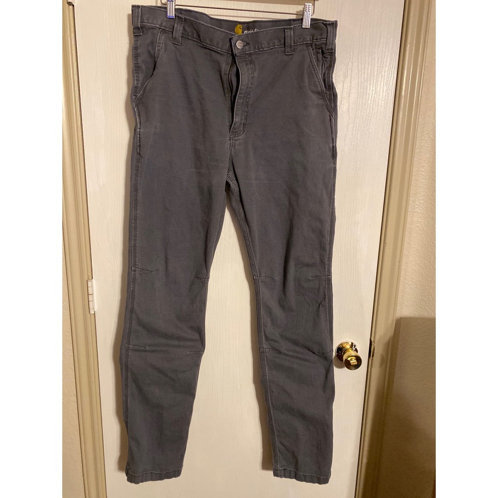 Carhartt Mens 38x36 Straight Fit Work Pants Shadow Grey Cotton Stretch 0479